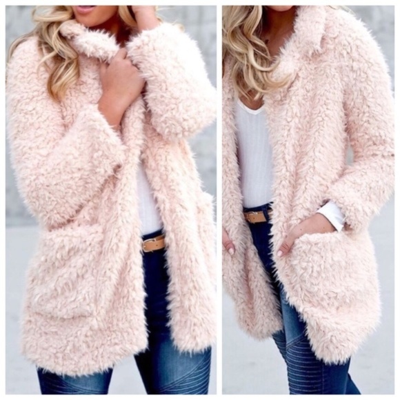 Kala Vella Soft Pink Fuzzy Coat - Picture 1 of 8